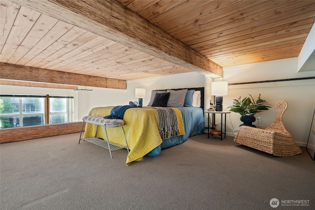 1812 19th Ave Unit 205, Seattle, WA 98122 - carpeted bedroom featuring wood ceiling with exposed beams