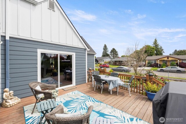 367 Colorado St, Longview, WA 98632 - wooden terrace featuring outdoor dining area and a grill