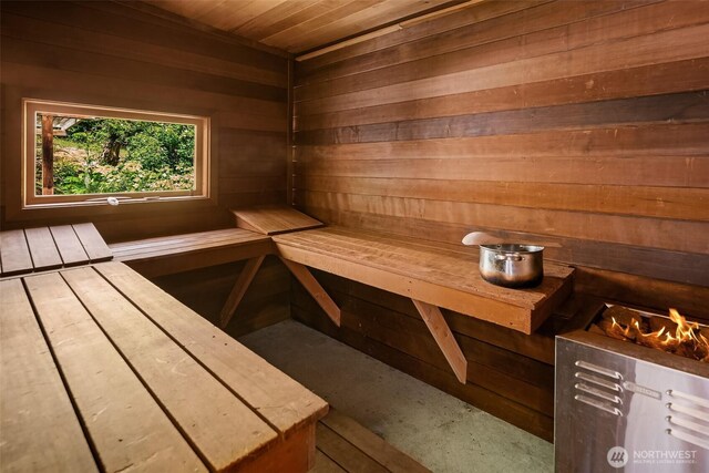 12010 SW Wesleyan Way Unit 1, Vashon, WA 98070 - relaxing sauna / steam room with wooden walls and wood ceiling