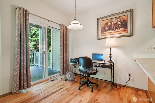 2419 S Meridian Unit B8, Puyallup, WA 98373 - office area featuring wood finished floors and baseboards