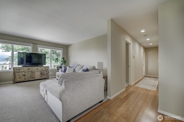 2660 NW Canal View Way, Poulsbo, WA 98370 - living area featuring recessed lighting, light wood-style flooring, and baseboards