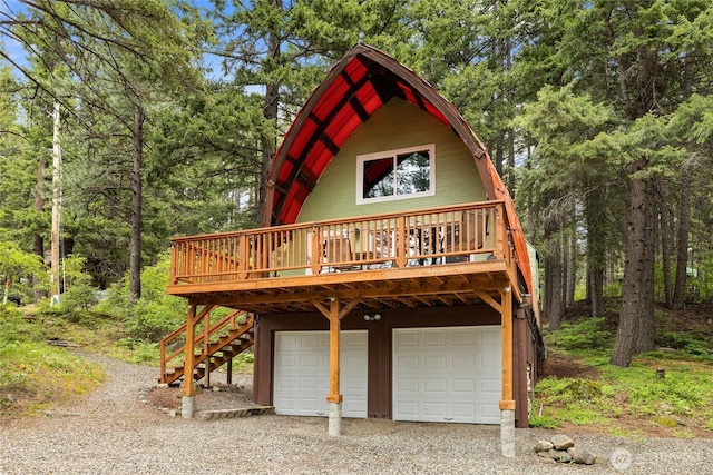 30 Tom Wright Rd, Ronald, WA 98940 - view of front facade featuring gravel driveway, stairway, and a wooden deck