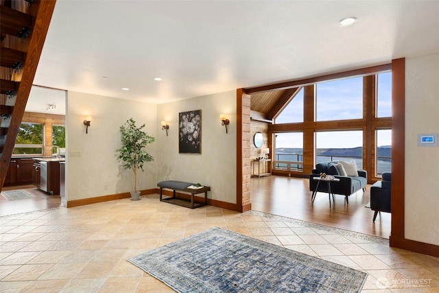 790 N Hamma Ridge Dr, Lilliwaup, WA 98555 - corridor with baseboards, recessed lighting, and a sink