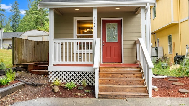 6508 NE Plum St, Suquamish, WA 98392 - view of exterior entry featuring covered porch