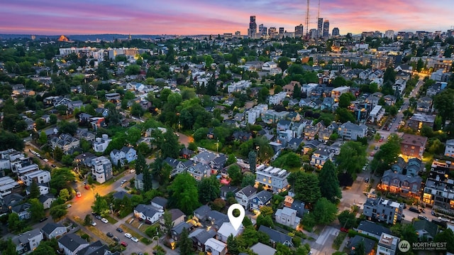 1833 27th Ave, Seattle, WA 98122 - aerial view at dusk of a view of skyline
