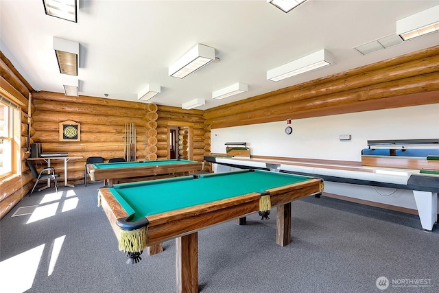 4751 Birch Bay Lynden Rd Unit 51, Blaine, WA 98230 - rec room with log walls, billiards, and carpet
