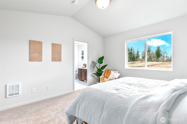 1413 Alder Ln, Gold Bar, WA 98251 - bedroom featuring carpet, vaulted ceiling, baseboards, and connected bathroom