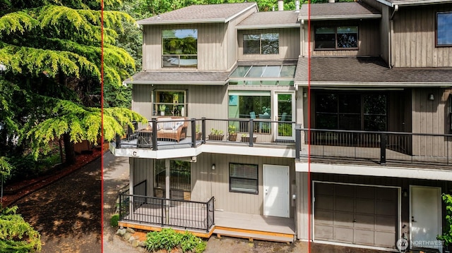 3716 Lake Washington Blvd SE Unit C, Bellevue, WA 98006 - multi unit property with a balcony, roof with shingles, and a garage