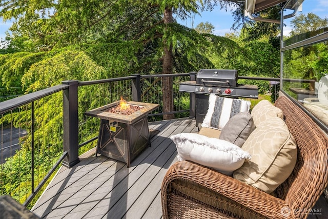 3716 Lake Washington Blvd SE Unit C, Bellevue, WA 98006 - deck with an outdoor fire pit and grilling area