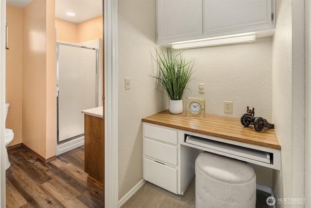 3716 Lake Washington Blvd SE Unit C, Bellevue, WA 98006 - office area with dark wood-type flooring, baseboards, and built in study area