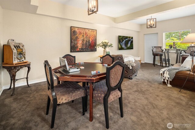 3716 Lake Washington Blvd SE Unit C, Bellevue, WA 98006 - carpeted dining room with a chandelier and baseboards