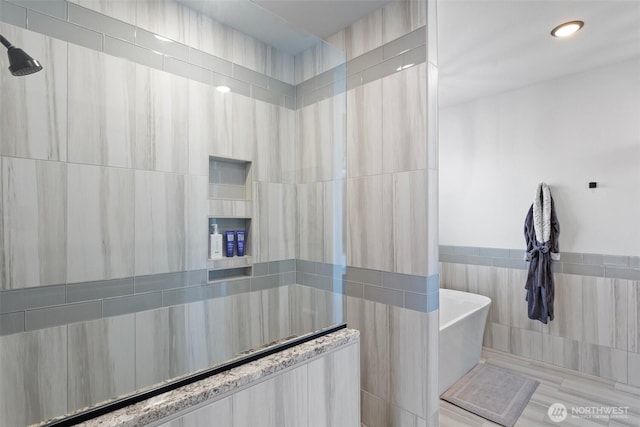 321 W Berry Ridge Rd, Shelton, WA 98584 - full bath with tile walls, a soaking tub, and walk in shower