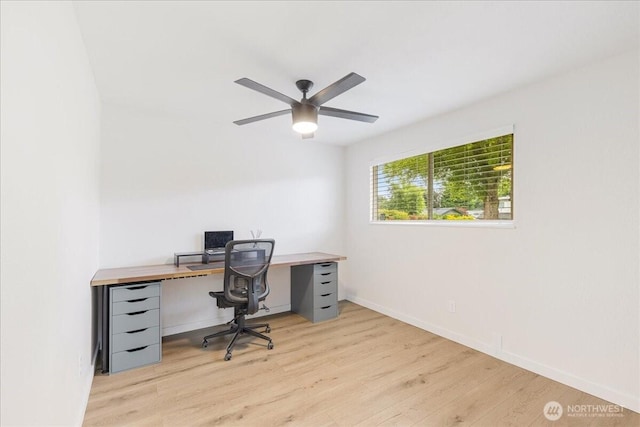 8315 NW 7th Ave, Vancouver, WA 98665 - office area featuring light wood-style flooring, baseboards, and ceiling fan
