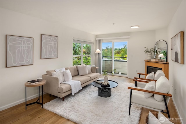 9057 Greenwood Ave N Unit 201, Seattle, WA 98103 - living area featuring wood finished floors and baseboards