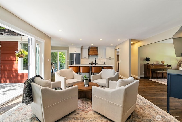 9111 Custer School Rd, Custer, WA 98240 - living room featuring wood finished floors, baseboards, and recessed lighting