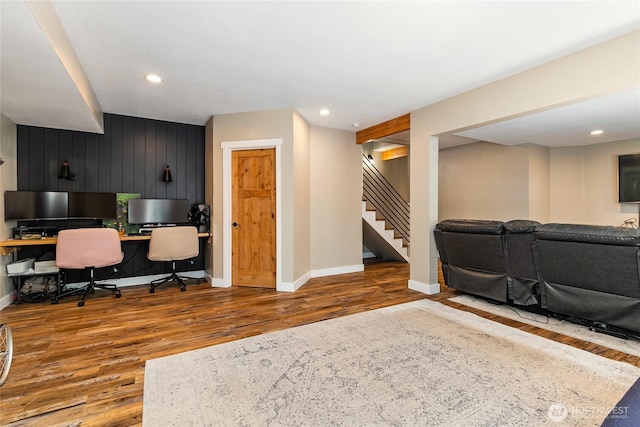 9111 Custer School Rd, Custer, WA 98240 - home office with wood finished floors, baseboards, and recessed lighting