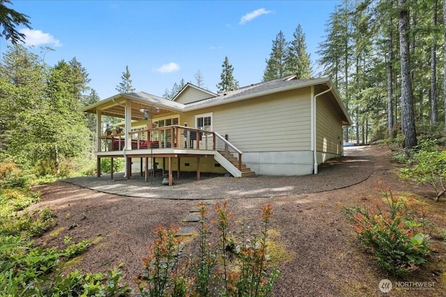 190 E Country Club Dr W, Union, WA 98592 - back of property featuring stairs and a wooden deck