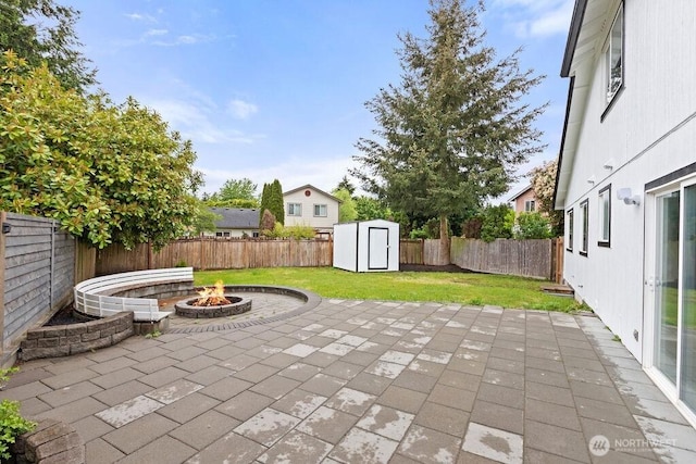22014 48th Avenue Ct E, Spanaway, WA 98387 - view of patio / terrace featuring an outdoor fire pit