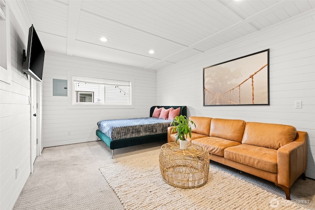 5116 N 40th St, Tacoma, WA 98407 - carpeted bedroom with recessed lighting and wooden walls