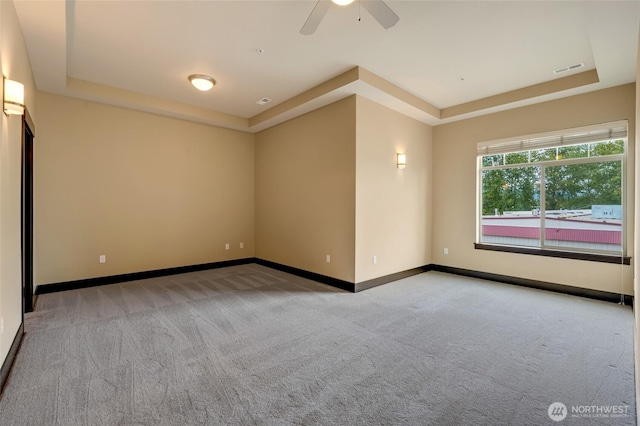 4020 NE 3rd Pl Unit B, Renton, WA 98056 - carpeted spare room with a raised ceiling, ceiling fan, and baseboards