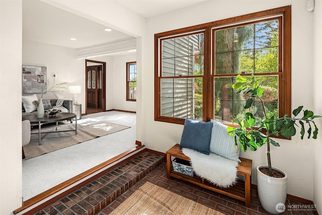6220 146th Pl SE, Bellevue, WA 98006 - entryway featuring baseboards, brick patterned flooring, plenty of natural light, and recessed lighting