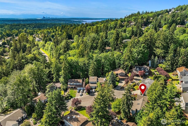 6220 146th Pl SE, Bellevue, WA 98006 - aerial view of property's location featuring a heavily wooded area and nearby suburban area