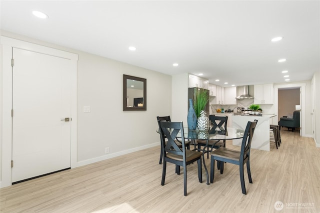 20103 75th Ave NE, Kenmore, WA 98028 - dining area with light wood-style flooring, baseboards, and recessed lighting