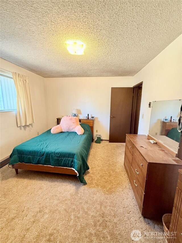 718 Ridge Pl, Omak, WA 98841 - bedroom with a textured ceiling and carpet floors