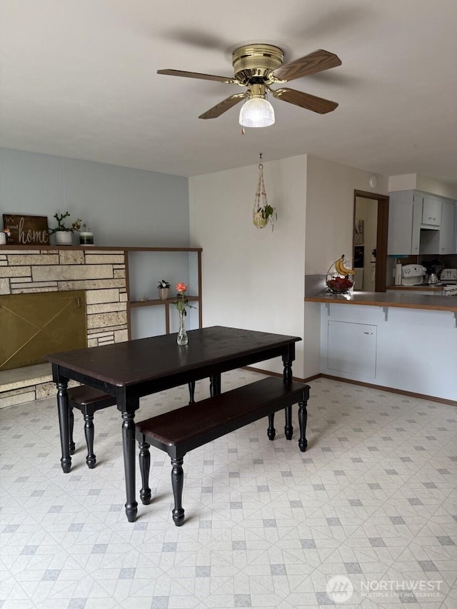 2 Quinault Way, La Conner, WA 98257 - dining room with light flooring and a ceiling fan