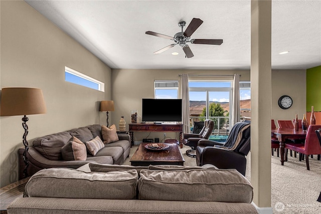 9159 Riverview Way NW Unit D39, Quincy, WA 98848 - carpeted living area with a ceiling fan and recessed lighting