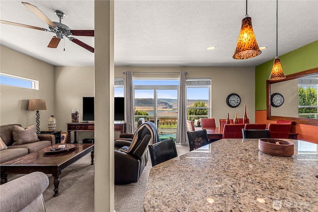 9159 Riverview Way NW Unit D39, Quincy, WA 98848 - living area featuring a ceiling fan, recessed lighting, and carpet flooring