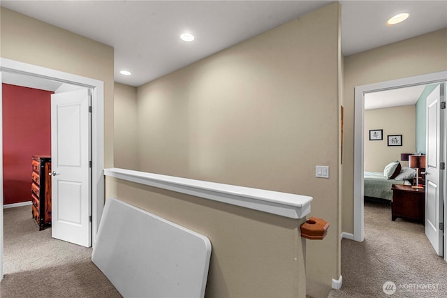 9159 Riverview Way NW Unit D39, Quincy, WA 98848 - hall featuring carpet, an upstairs landing, baseboards, and recessed lighting