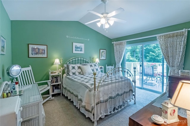 22 Inlet Cir, Bellingham, WA 98229 - carpeted bedroom with lofted ceiling, access to exterior, and ceiling fan