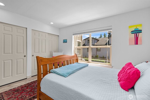 20800 72nd Ave W Unit 202, Edmonds, WA 98026 - bedroom with recessed lighting, wood finished floors, and a closet