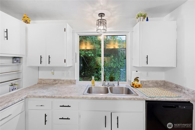 22412 110th Ave SE, Kent, WA 98031 - kitchen with dishwasher, a sink, light countertops, and white cabinetry