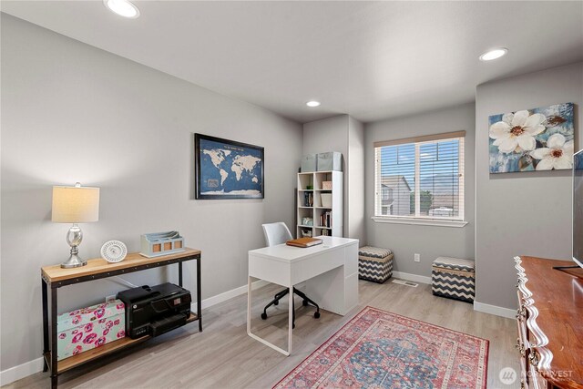 2562 Fancher Heights Blvd, East Wenatchee, WA 98802 - office area with wood finished floors, baseboards, and recessed lighting