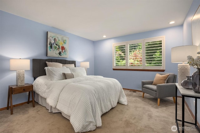 24390 Mount Washington View Ln NW, Poulsbo, WA 98370 - bedroom featuring light colored carpet, baseboards, and recessed lighting