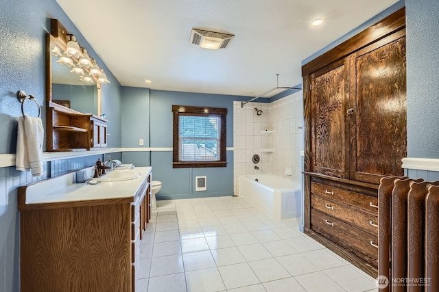 625 5th Ave S, Kent, WA 98032 - bathroom with vanity, tile patterned floors, toilet,  shower combination, and baseboards