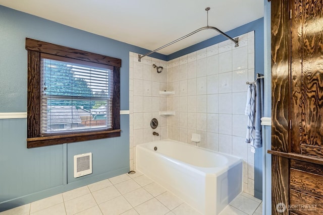625 5th Ave S, Kent, WA 98032 - bathroom with heating unit, bathing tub / shower combination, and tile patterned floors