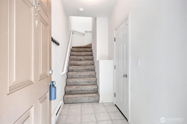 15325 SE 155th Pl Unit N5, Renton, WA 98058 - entrance foyer with a baseboard radiator, stairway, and light tile patterned floors