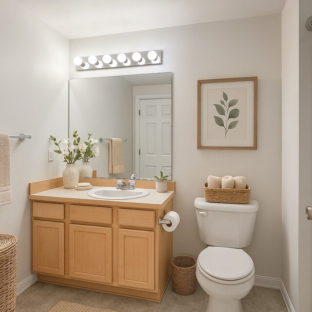 15325 SE 155th Pl Unit N5, Renton, WA 98058 - bathroom featuring tile patterned flooring, vanity, toilet, and baseboards