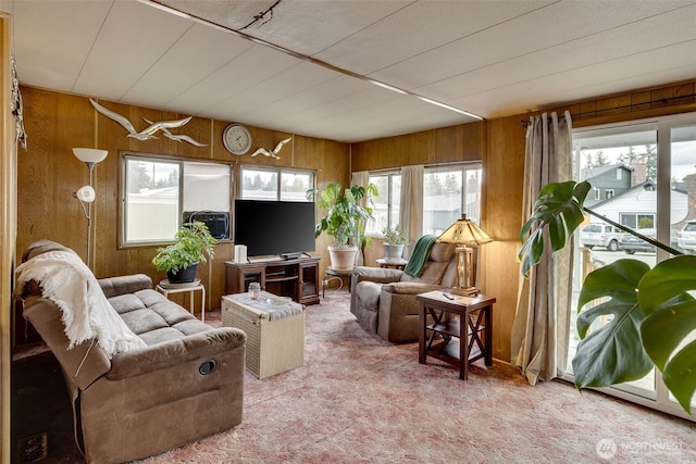 18501 52nd Ave W Unit 44, Lynnwood, WA 98037 - living area featuring wooden walls and carpet