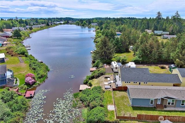 642 Weatherwax Loop NE, Ocean Shores, WA 98569 - bird's eye view of a nearby body of water and a forest