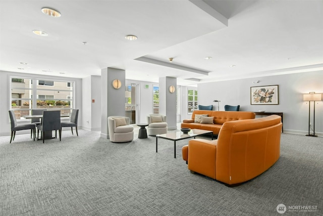 225 4th Ave Unit A307, Kirkland, WA 98033 - carpeted living area featuring baseboards and recessed lighting