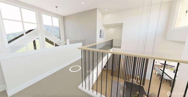 12925 NE 70th Ln, Kirkland, WA 98033 - corridor featuring an upstairs landing and recessed lighting