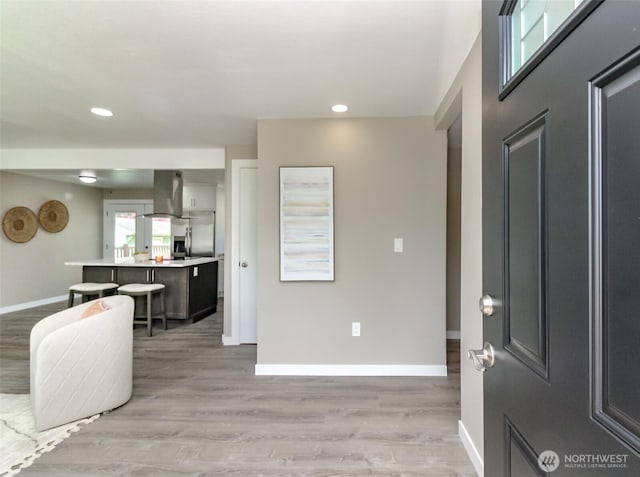17801 111th Ave SE, Renton, WA 98055 - foyer entrance featuring baseboards, light wood-style flooring, and recessed lighting