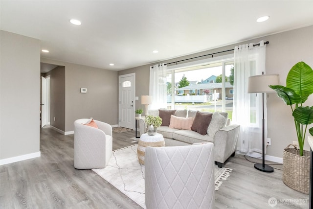 17801 111th Ave SE, Renton, WA 98055 - living area with recessed lighting, baseboards, and light wood-style flooring