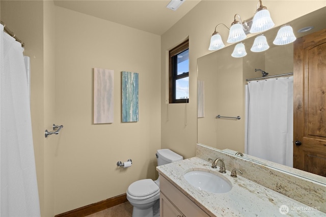 510 Lakeside Way SW, Mattawa, WA 99349 - full bathroom with toilet, vanity, tile patterned floors, baseboards, and a shower with curtain