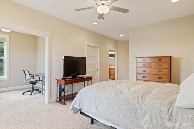 15 Cabana Dr, Silverlake, WA 98645 - carpeted bedroom with recessed lighting, baseboards, and ceiling fan