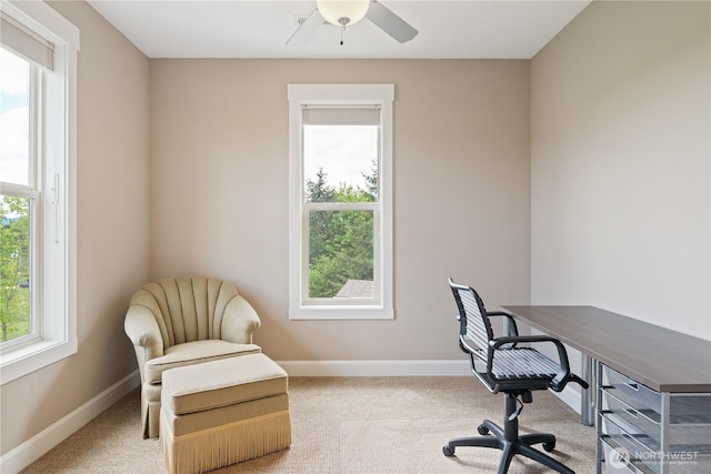 15 Cabana Dr, Silverlake, WA 98645 - carpeted office space featuring baseboards and ceiling fan